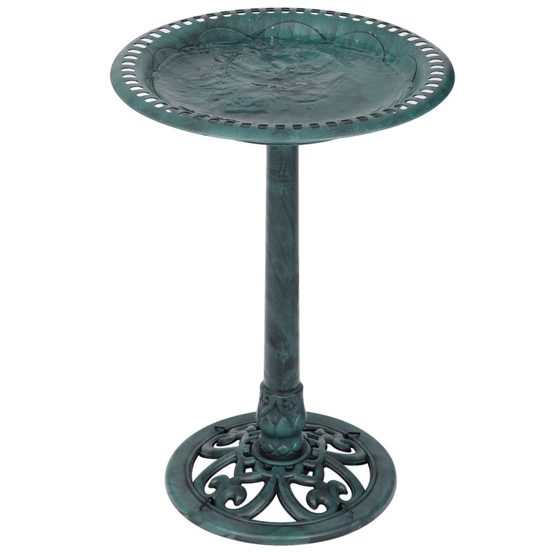 Luxury Bird Bath Garden Decorative Assembled Verdigris Bird Feeder Outdoor Patio Backyard Water Bow 11