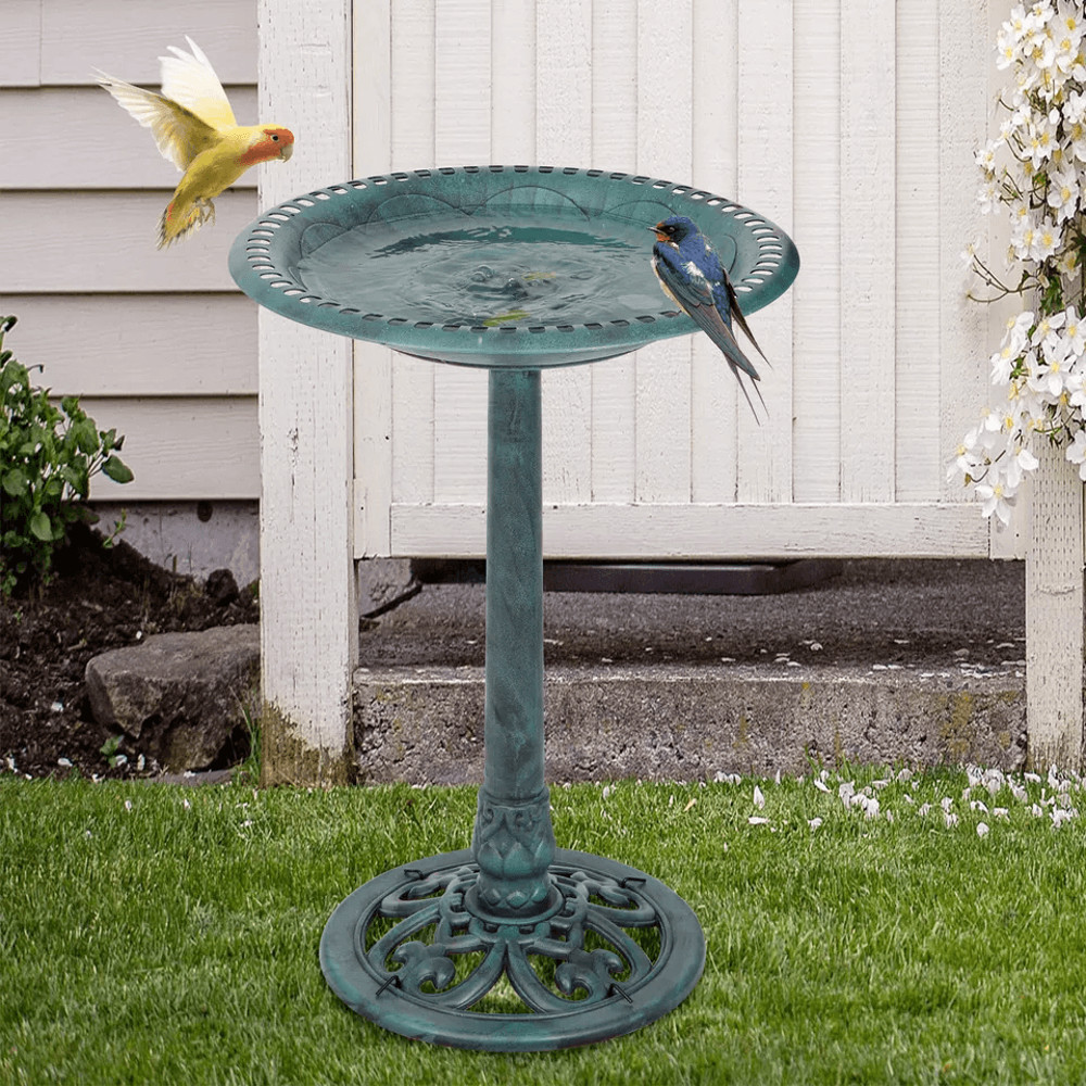 Luxury Bird Bath Garden Decorative Assembled Verdigris Bird Feeder Outdoor Patio Backyard Water Bow 3