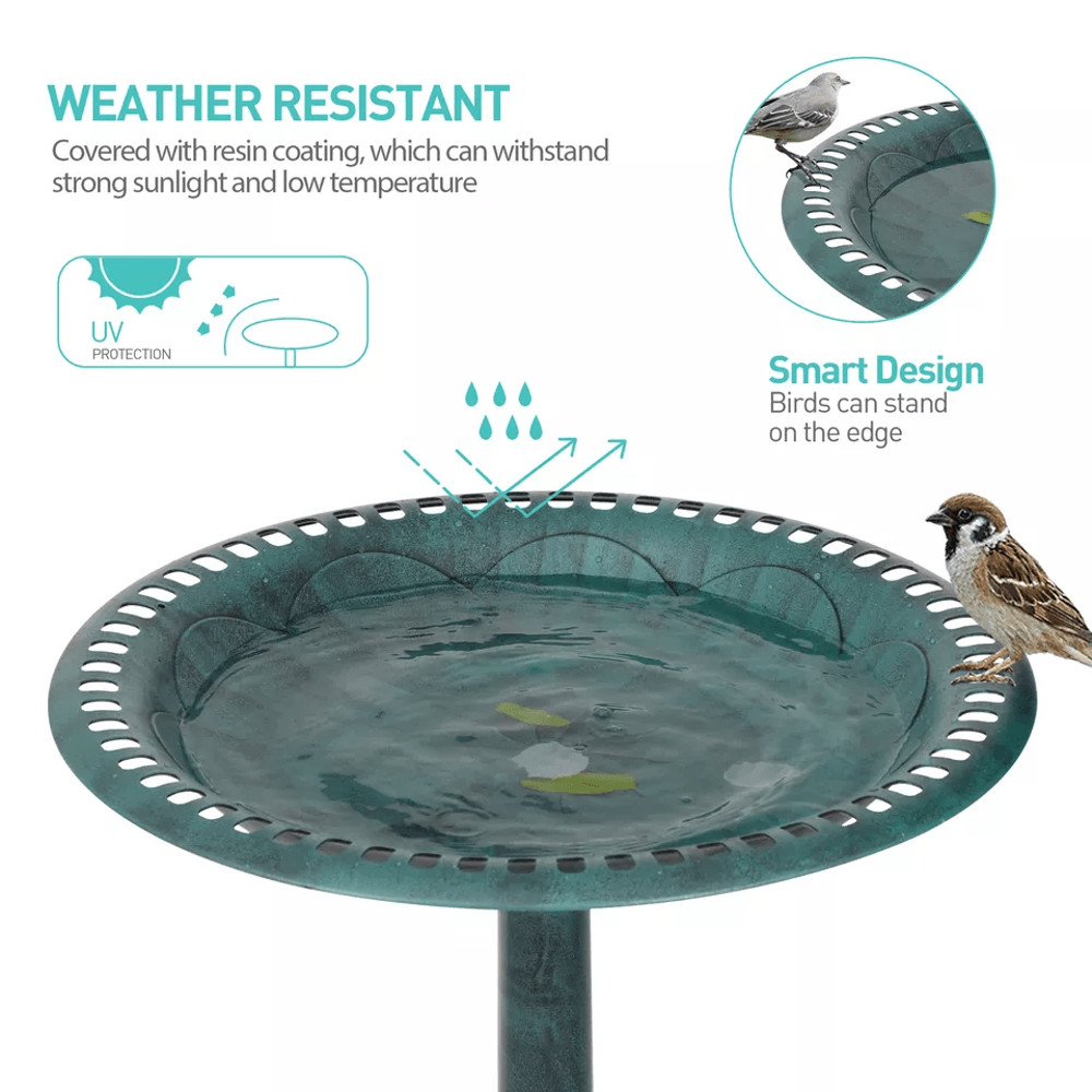 Luxury Bird Bath Garden Decorative Assembled Verdigris Bird Feeder Outdoor Patio Backyard Water Bow 8