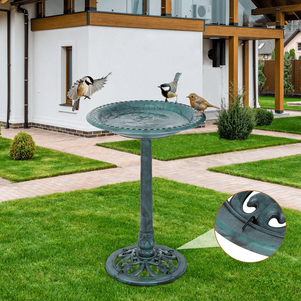 Luxury Bird Bath Garden Decorative Assembled Verdigris Bird Feeder Outdoor Patio Backyard Water Bow 0