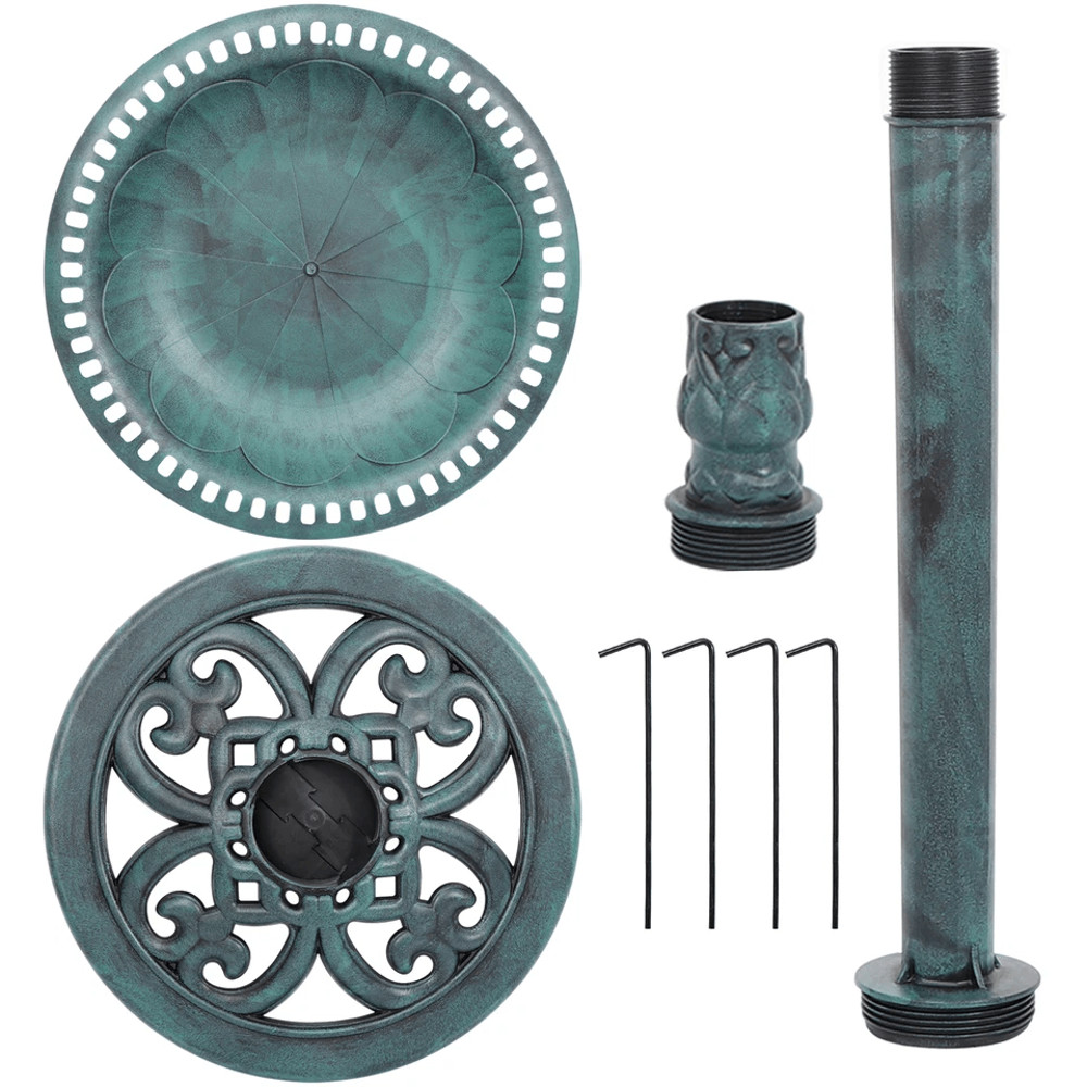 Luxury Bird Bath Garden Decorative Assembled Verdigris Bird Feeder Outdoor Patio Backyard Water Bow 9