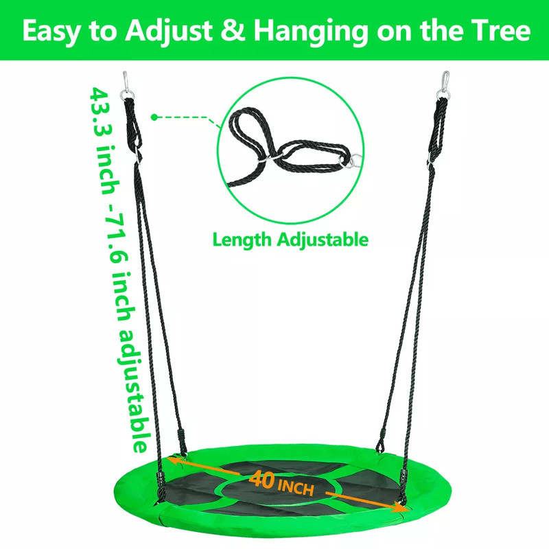 HeavyDuty Adjustable Round Saucer Tree Swing Set With Web Net Outdoor Playground Swing For Kids Bac 2