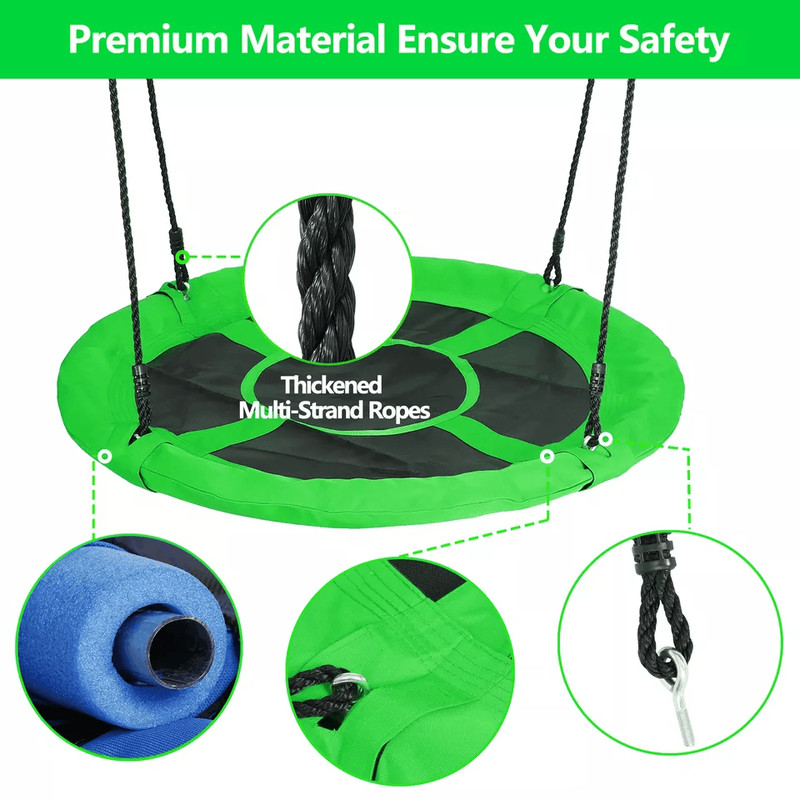 HeavyDuty Adjustable Round Saucer Tree Swing Set With Web Net Outdoor Playground Swing For Kids Bac 3