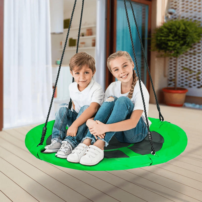 HeavyDuty Adjustable Round Saucer Tree Swing Set With Web Net Outdoor Playground Swing For Kids Bac 1