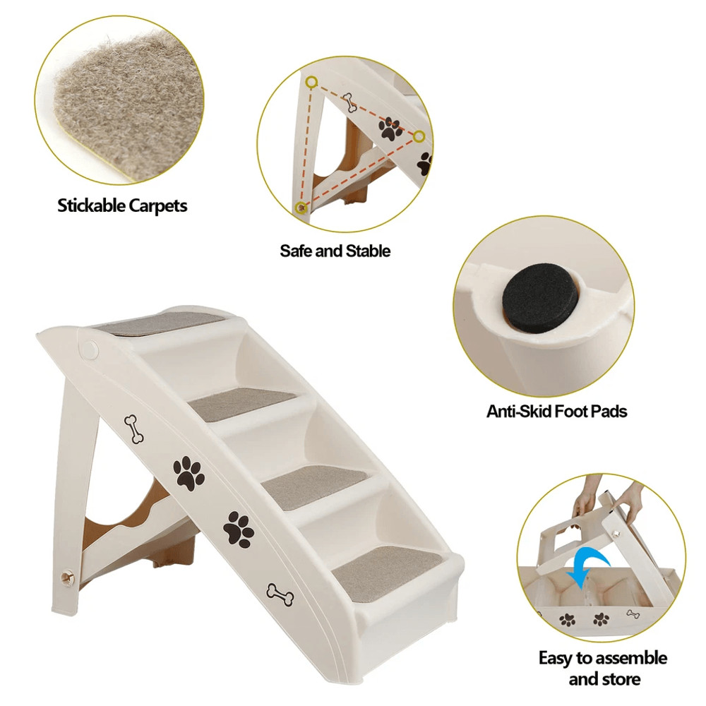 Light Weight Foldable Dog Stairs NonSlip Pet Ladder With Rubber Feet For Dogs Portable Folding Pet 2