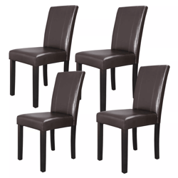 formal dining room chairs set, parson style with leather accent and solid wood legs, modern upholstered dining chairs
