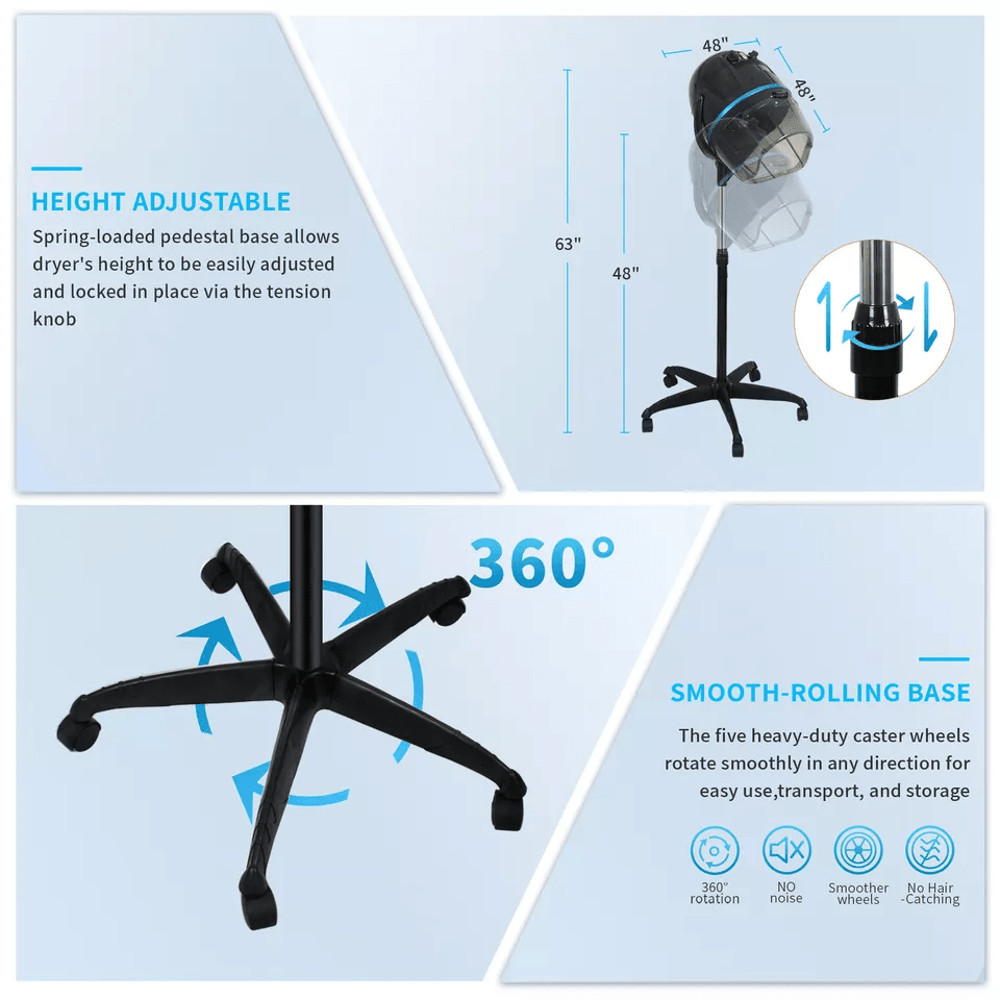 Professional Hair Bonnet Dryer For Hot Perms Adjustable Height Salon Use 3