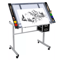 Tempered Glass Adjustable Rolling Drawing Drafting Table Professional Art Craft Work Station With 11