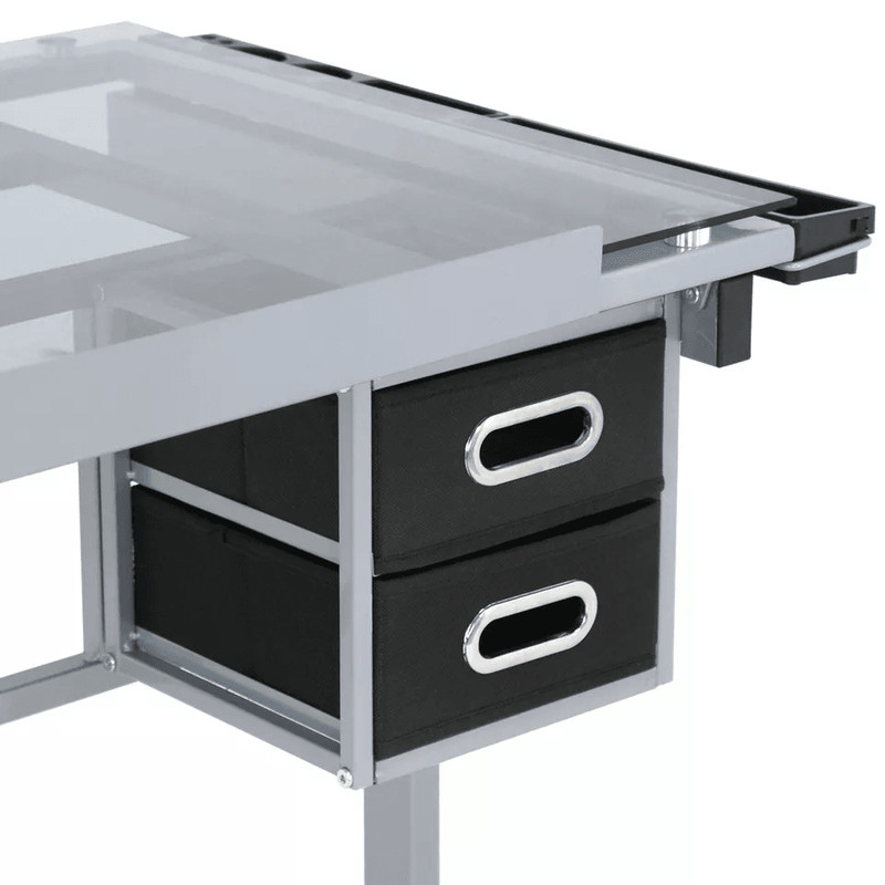 Tempered Glass Adjustable Rolling Drawing Drafting Table Professional Art Craft Work Station With 7