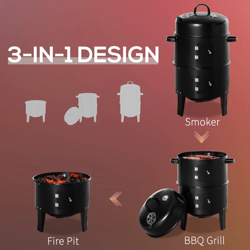 Outdoor BBQ Charcoal Smoker Grill With Cooking Racks Builtin Heat Thermometer Heavy Duty Outdoor B 4