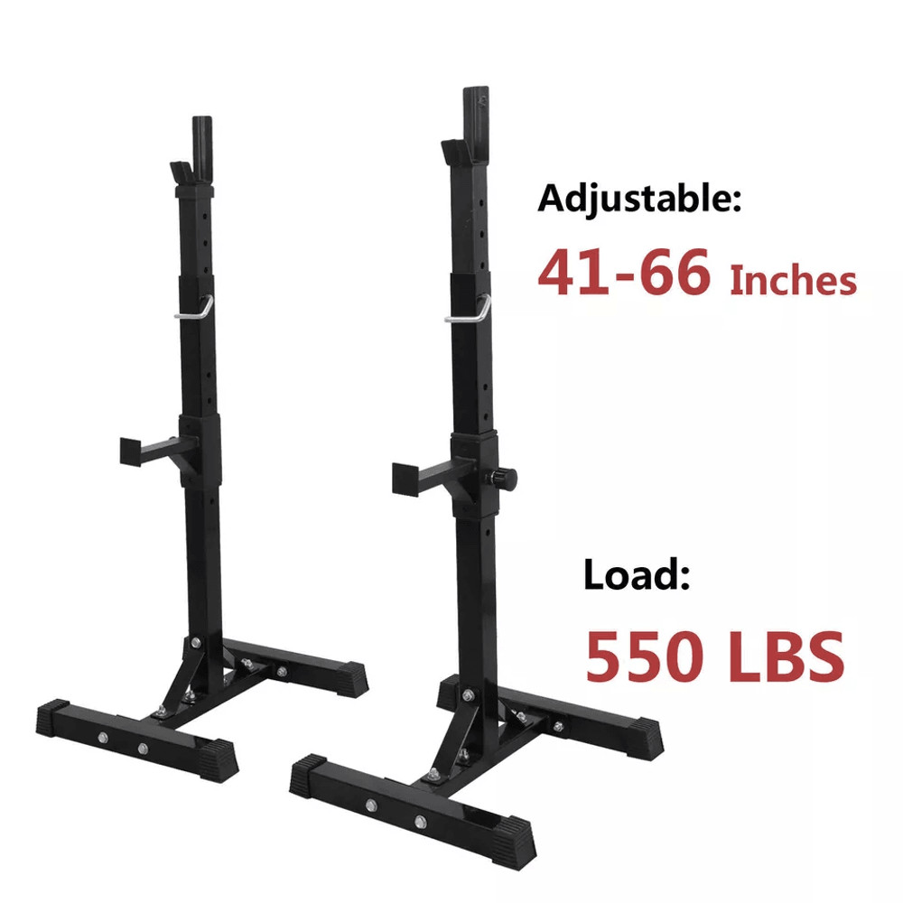 Heavy Duty Pair Adjustable Squat Rack Stands Steel Barbell Bench Height Adjustable For Home Gym 1