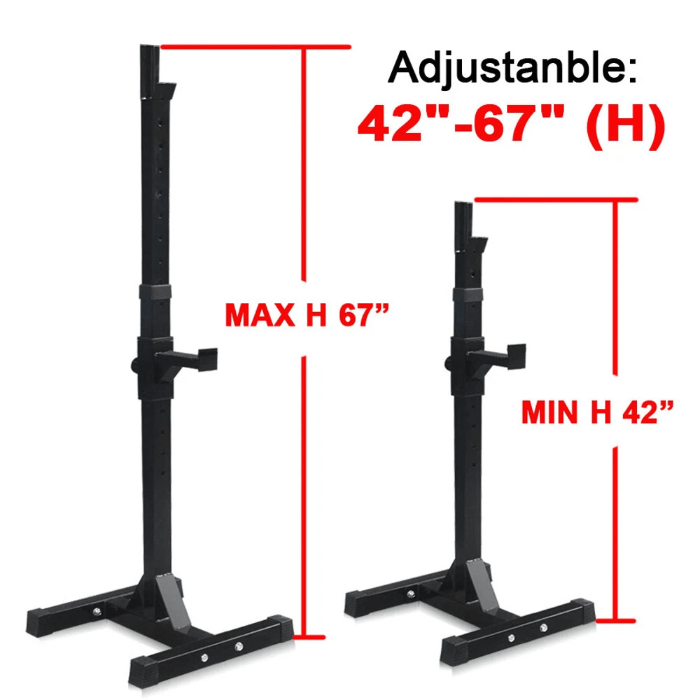 Heavy Duty Pair Adjustable Squat Rack Stands Steel Barbell Bench Height Adjustable For Home Gym 2