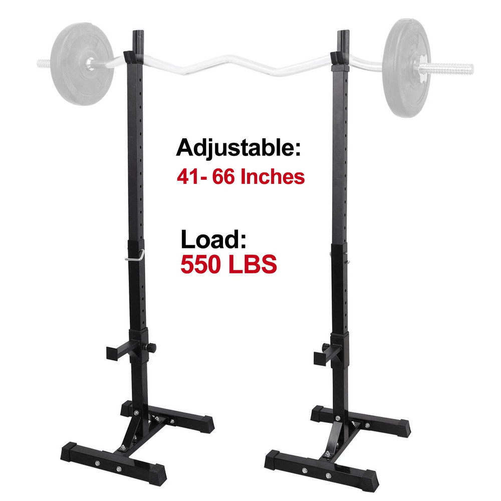 Heavy Duty Pair Adjustable Squat Rack Stands Steel Barbell Bench Height Adjustable For Home Gym 0