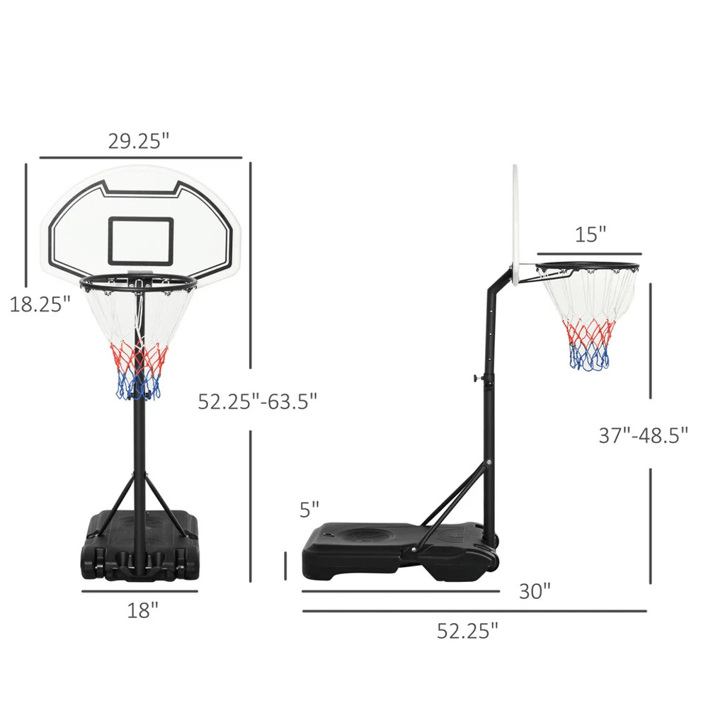 Adjustable Outdoor Basketball Hoop System For Pool Water Sports Portable Game Play Set For Backyard
