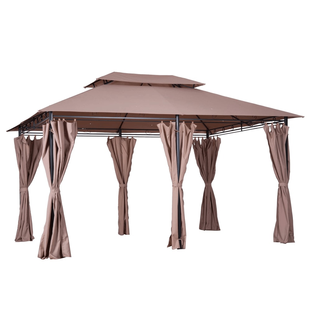 Outdoor 2Tier Vented Canopy Steel Gazebo BBQ Party Tent Shelter Shade Durable Patio Garden Pavilion 3