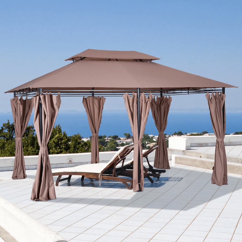 Outdoor 2Tier Vented Canopy Steel Gazebo BBQ Party Tent Shelter Shade Durable Patio Garden Pavilion 0