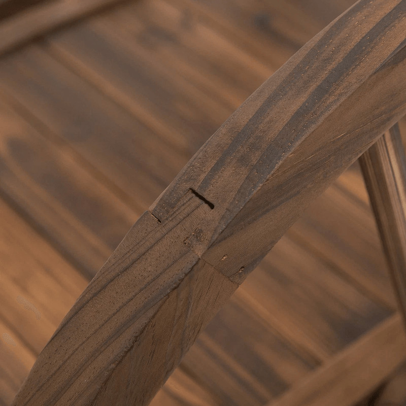 Wooden Garden Bridge Arc Stained Finish Walkway With Half Wheeled Railings Decorative Outdoor Lands 3