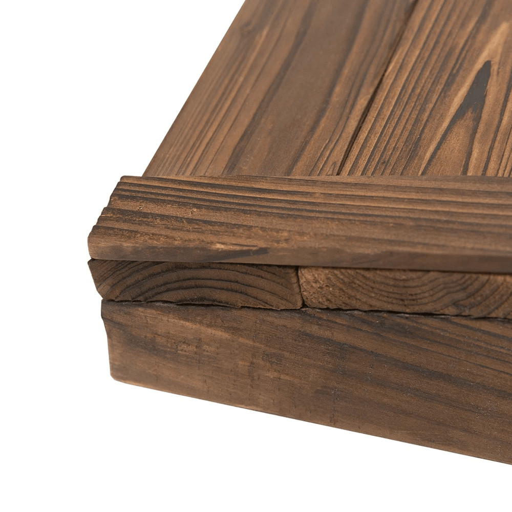 Wooden Garden Bridge Arc Stained Finish Walkway With Half Wheeled Railings Decorative Outdoor Lands 6