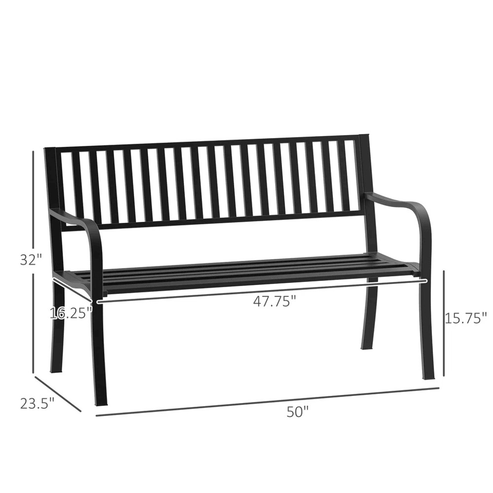 Heavy Duty Outdoor Bench Steel Patio Garden Furniture Park Chair For Backyard Deck  Porch Seating 10