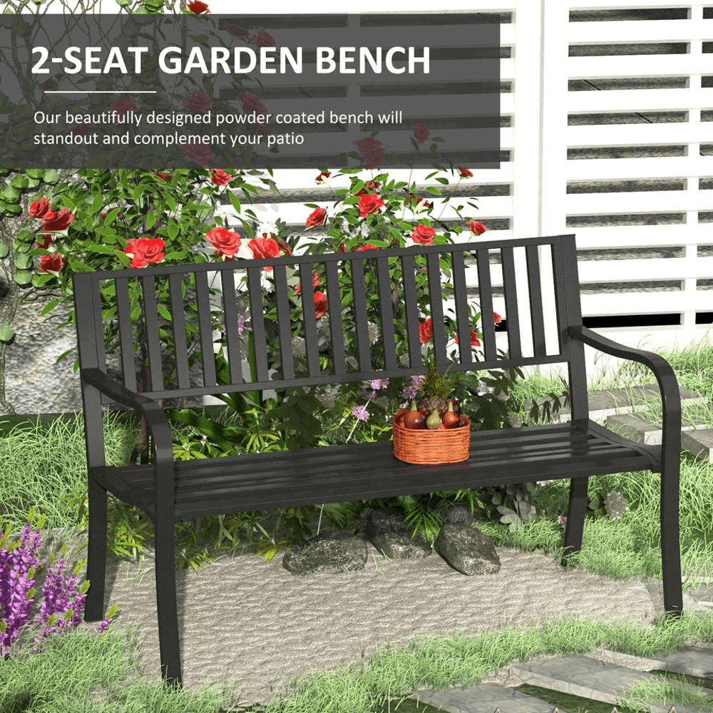 Heavy Duty Outdoor Bench Steel Patio Garden Furniture Park Chair For Backyard Deck  Porch Seating 3