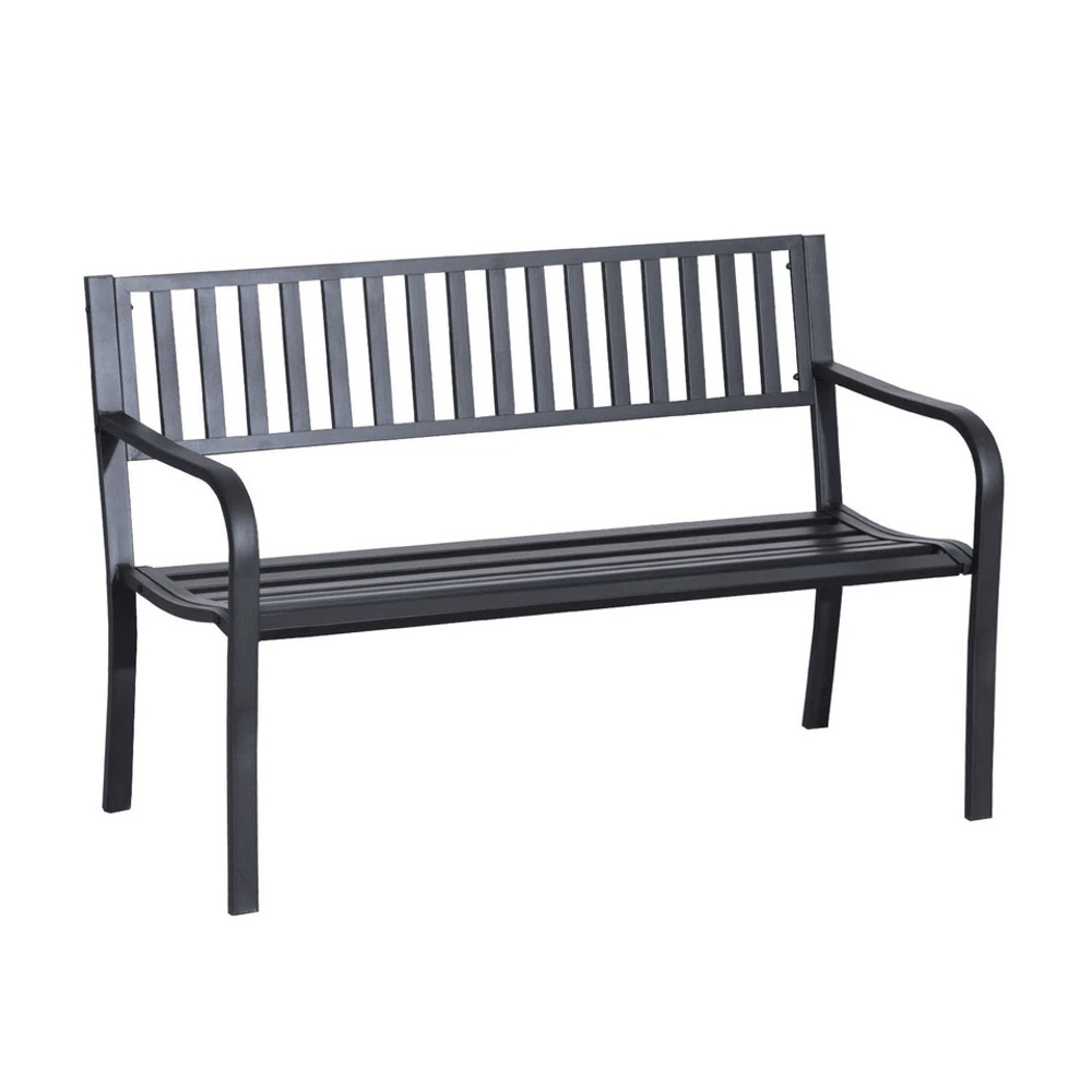 Heavy Duty Outdoor Bench Steel Patio Garden Furniture Park Chair For Backyard Deck  Porch Seating 2