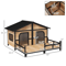 Wooden Elevated Backyard Dog House Kit All Weather Rustic Log Cabin Outdoor Pet Shelter For Small 6