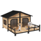 Wooden Elevated Backyard Dog House Kit All Weather Rustic Log Cabin Outdoor Pet Shelter For Small 8