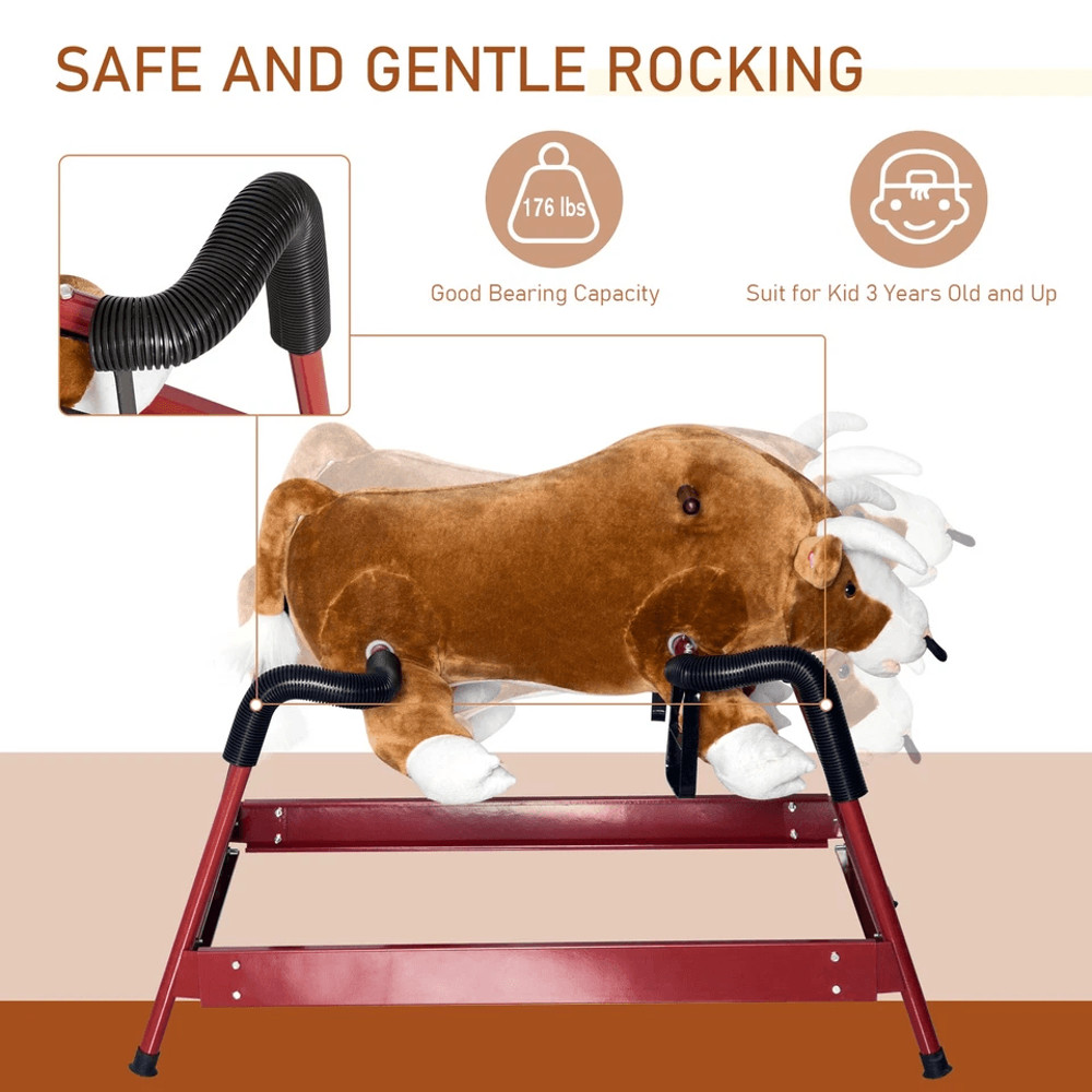 Rocking Horse Kids Child Vintage Plush RideOn Toy Bouncy Rocker With Sounds Soft Plush Gift For Tod 6