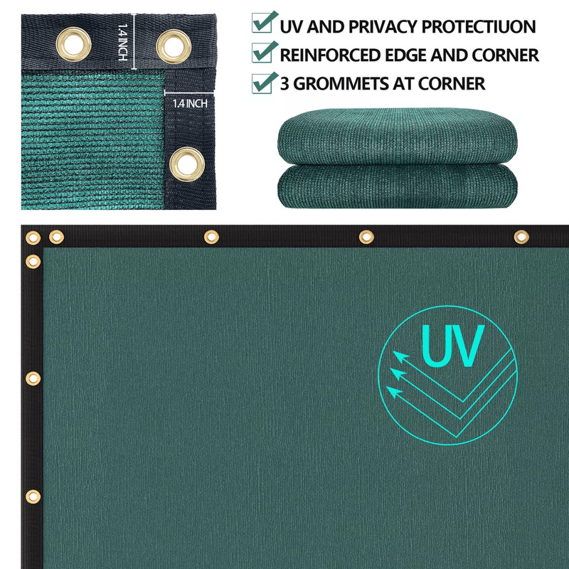 Privacy Fence Screen Shade Cover Mesh For Patio Garden Outdoor Windscreen UV Block Green HDPE Mesh 2