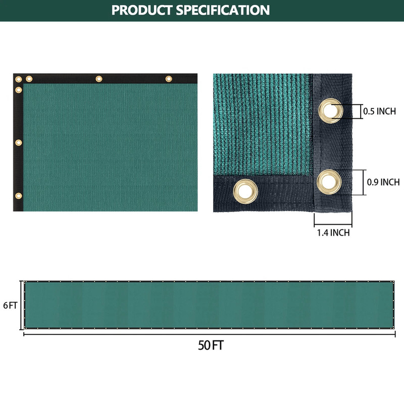 Privacy Fence Screen Shade Cover Mesh For Patio Garden Outdoor Windscreen UV Block Green HDPE Mesh 1