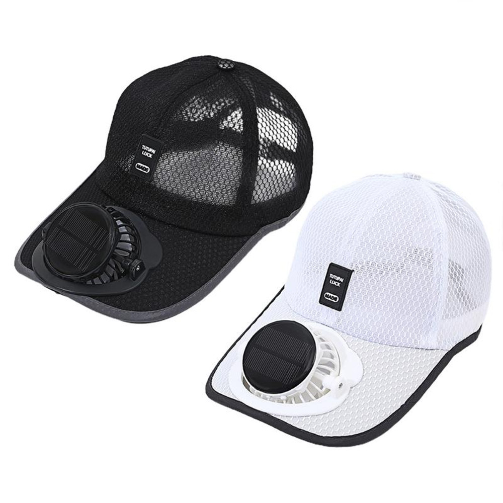 Solar Powered Fan Hat for Men and Women, Breathable Summer Mesh Sunshade Duck Tongue Cap for Outdoor Beach, Hiking