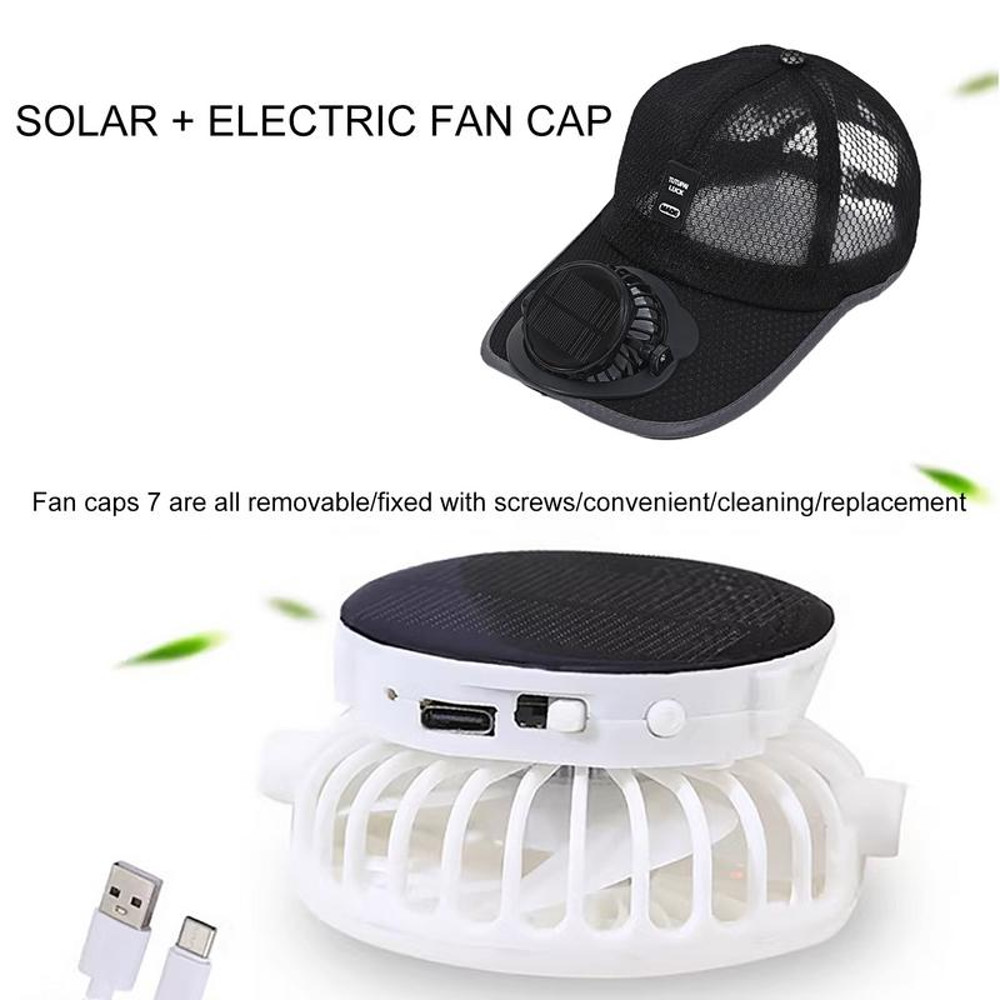 Solar Powered Fan Hat for Men and Women, Breathable Summer Mesh Sunshade Duck Tongue Cap for Outdoor Beach, Hiking