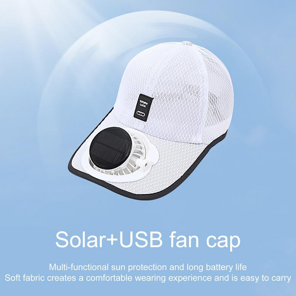 Solar Powered Fan Hat for Men and Women, Breathable Summer Mesh Sunshade Duck Tongue Cap for Outdoor Beach, Hiking