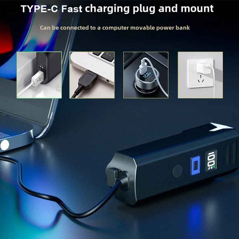 Rechargeable Bike Headlight with Battery, Bright Bicycle Front Light Type-C USB Handlebar Flashlight for Cycling