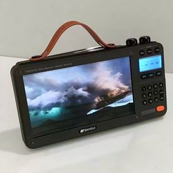 portable fm radio with video display, wireless bluetooth speaker, mp4 music player, dual tf card slot, e-book playback