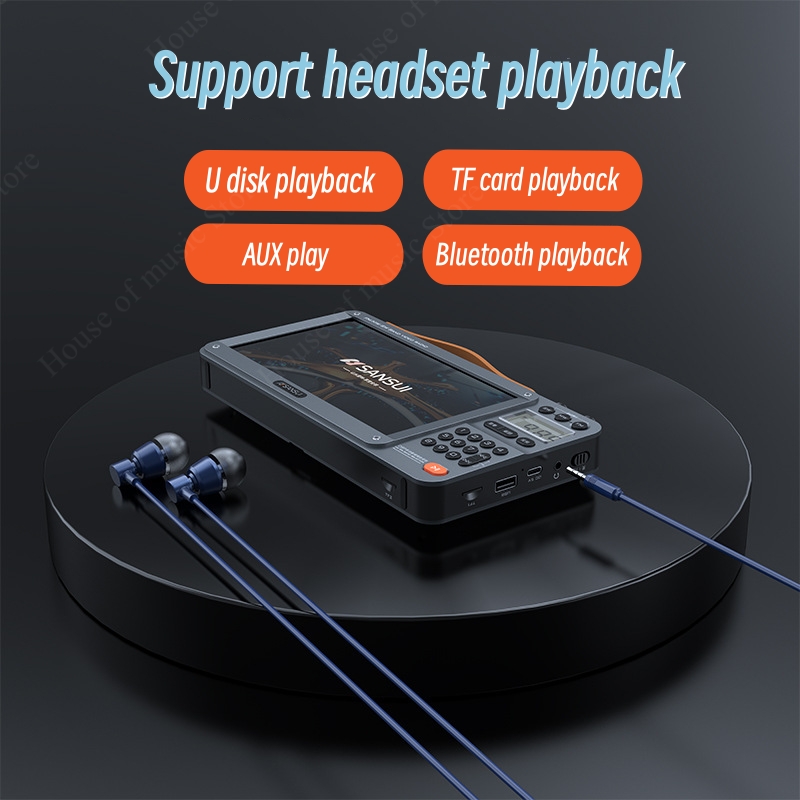 Portable FM Radio with Video Display, Wireless Bluetooth Speaker, MP4 Music Player, Dual TF Card Slot, E-book Playback