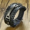 Men Vnox Wide Leather Wristband, Genuine Leather Punk Bangle with Metal Charm, Adjustable Fashion Cuff Bracelet Gift