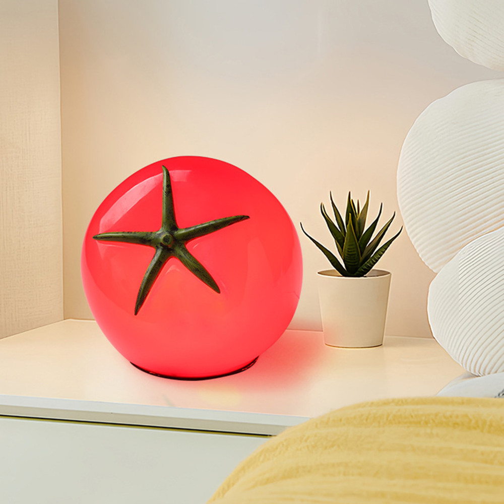 Tomato-Shaped Resin Table Lamp, 3 Changeable Atmosphere Lighting, Red Lovely Light Decor for Bedroom, Desk, or Home Gift