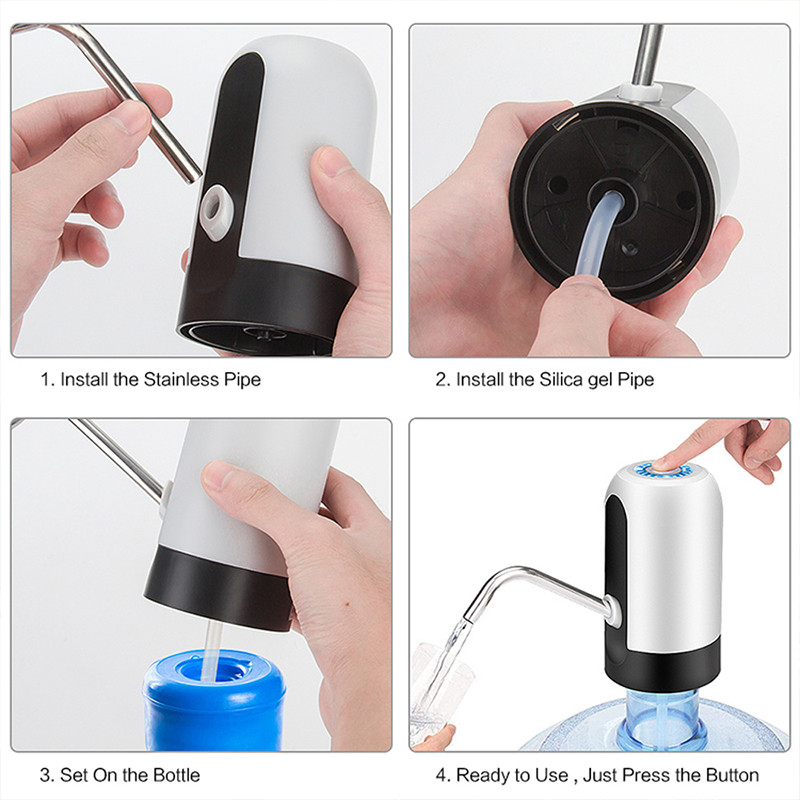USB Rechargeable Portable Water Dispenser Pump, Mini Automatic Drinking Water Pump for 5 Gallon Bottles with BPA-Free