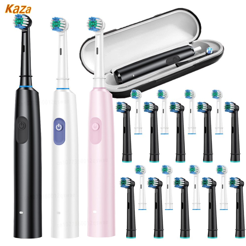 Rechargeable Electric Tooth Brush for Adults, Rotary Cleaning with 8 Brush Heads, 5 Modes, Long-Lasting Battery Power