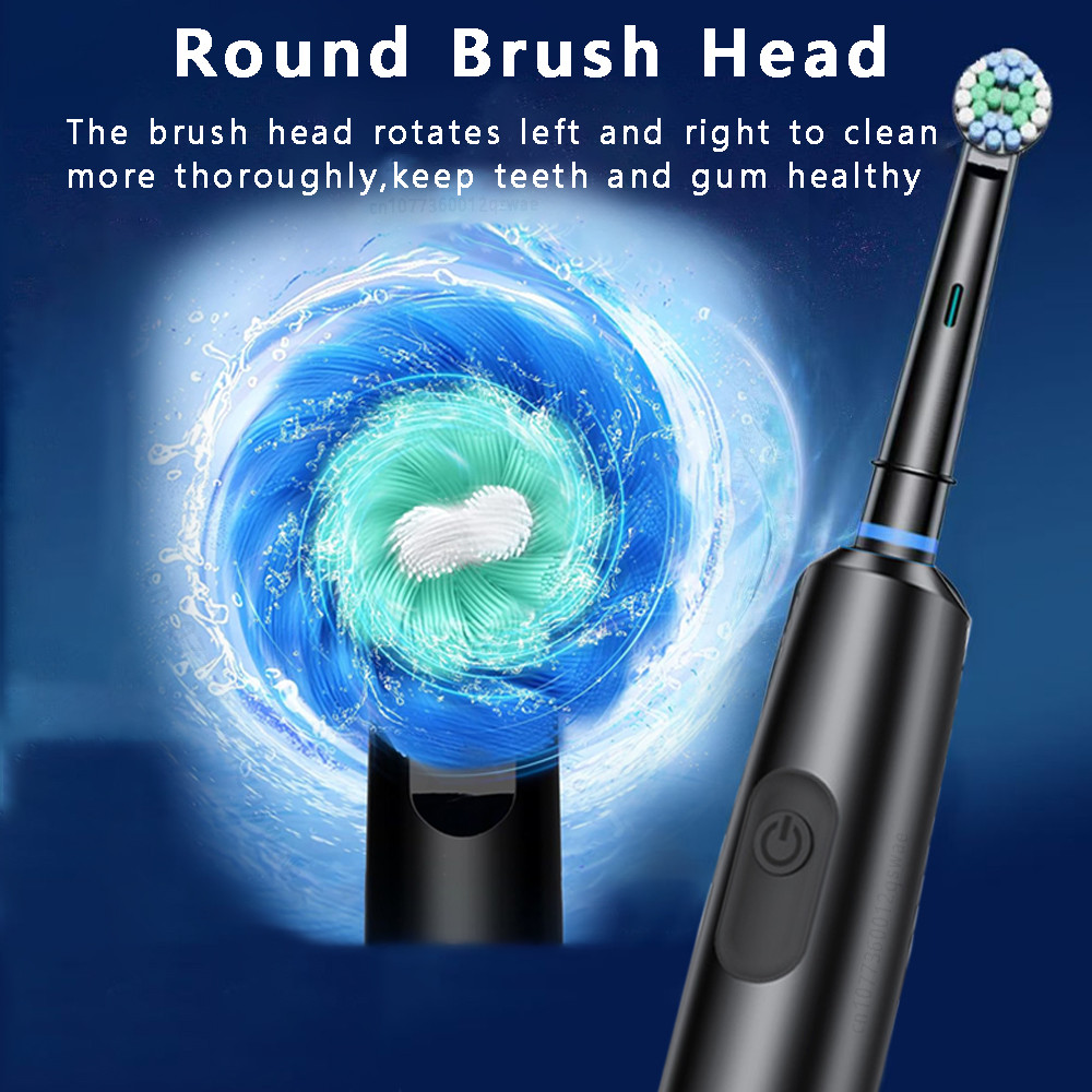 Rechargeable Electric Tooth Brush for Adults, Rotary Cleaning with 8 Brush Heads, 5 Modes, Long-Lasting Battery Power