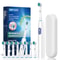 Rechargeable Electric Tooth Brush for Adults, Rotary Cleaning with 8 Brush Heads, 5 Modes, Long-Lasting Battery Power