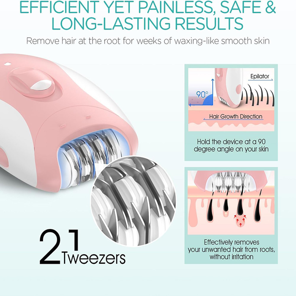 Rechargeable Women Epilator Hair Removal Device for Face, Arms, Bikini Line, Underarms, Legs, Electric Hair Remover