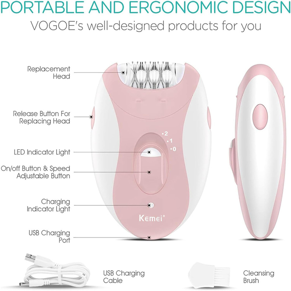 Rechargeable Women Epilator Hair Removal Device for Face, Arms, Bikini Line, Underarms, Legs, Electric Hair Remover