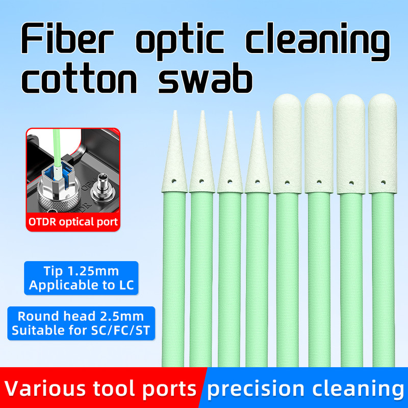 Fiber Optic Swabs 100PCS for LC/SC/FC/ST Connectors, FTTH Cleaning Sticks Rod Tool Kit