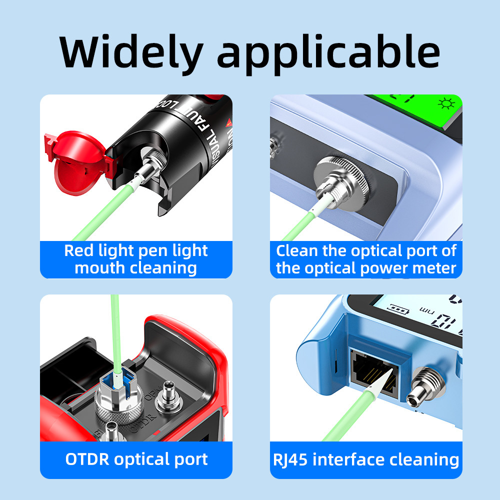 Fiber Optic Swabs 100PCS for LC/SC/FC/ST Connectors, FTTH Cleaning Sticks Rod Tool Kit