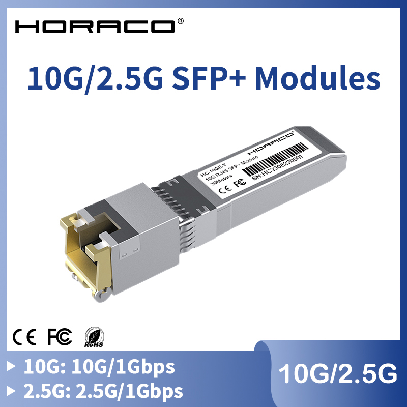 HORACO SFP+ Copper Module, Optical Port to RJ45 Gigabit Ethernet Transceiver SFP Network Adapter for Server, Router