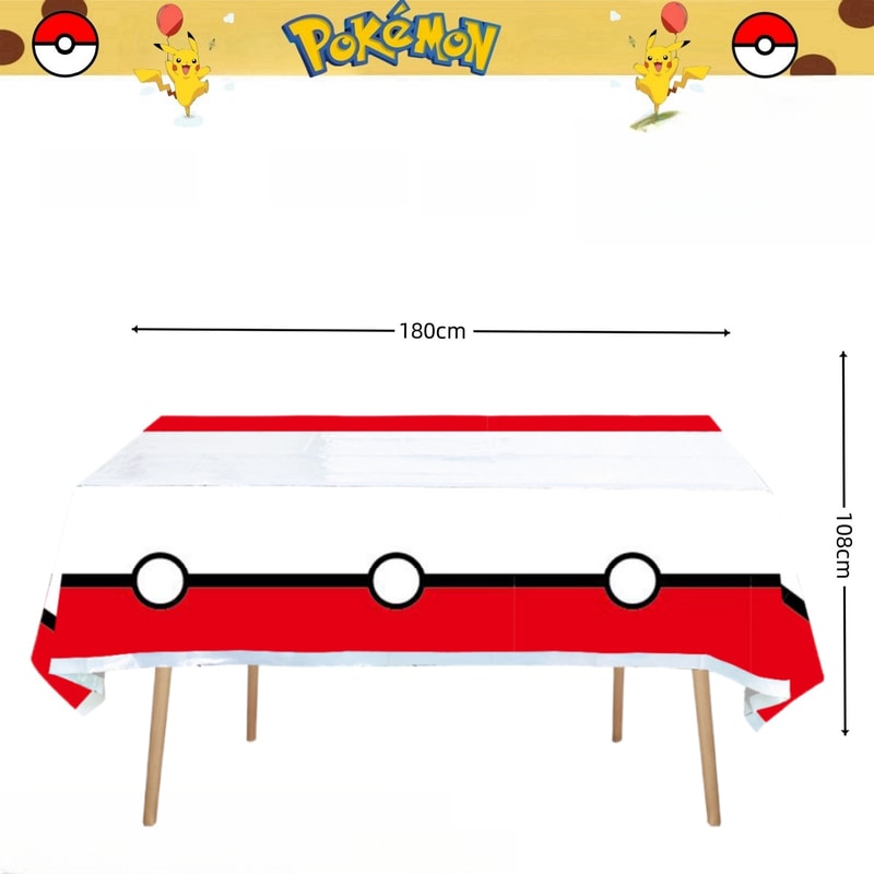 Pikachu Pokemon Tablecloth for Birthday Party Decorations, Disposable Table Cover for Kids Baby Shower, Cartoon Party