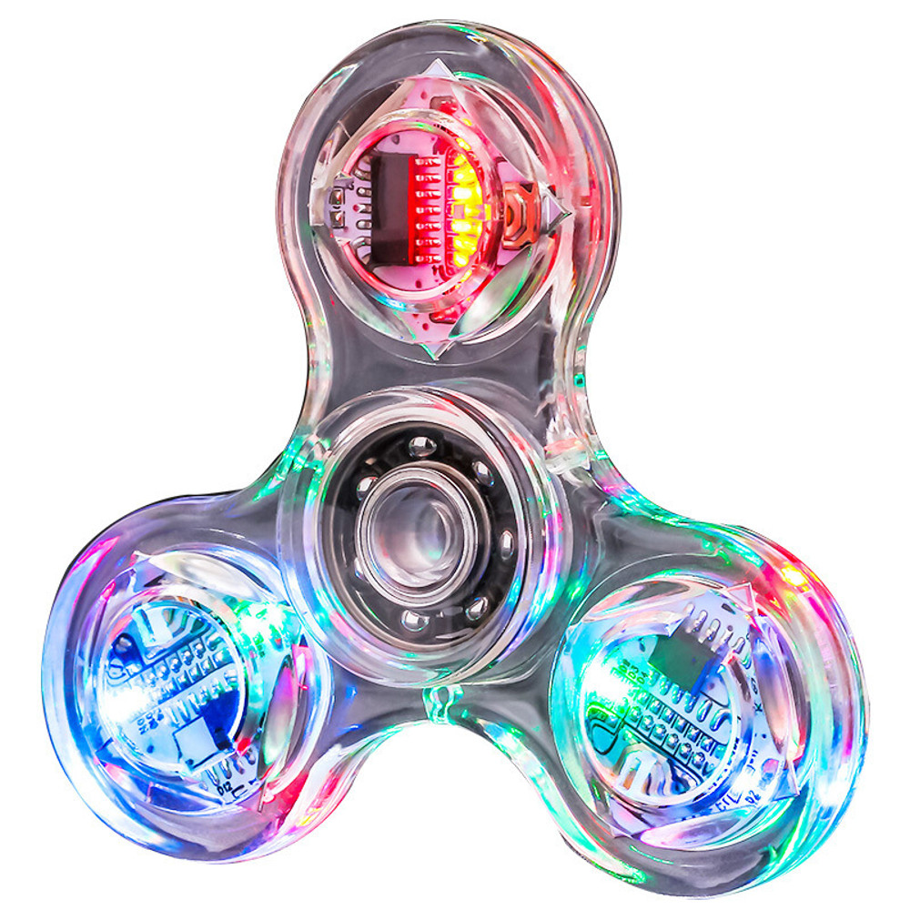LED Crystal Fidget Spinner Hand Top Toy, Luminous Glow in Dark EDC Gyroscope for Kids Adults, Stress Relief Spinner