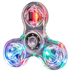 led crystal fidget spinner hand top toy, luminous glow in dark edc gyroscope for kids adults, stress relief spinner